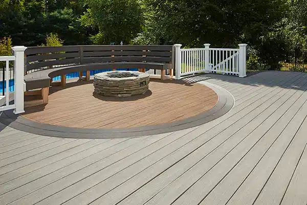 TimberTech Vintage Collection in Coastline, Mahogany, Dark Hickory firepit