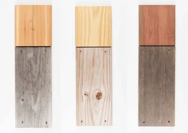 Traditional decking shows significant fading after 6 months weathering.